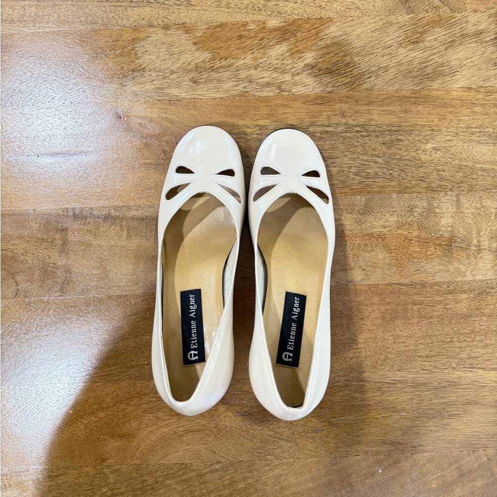 Etienne Aigner Cream Flats for Everyday Comfort